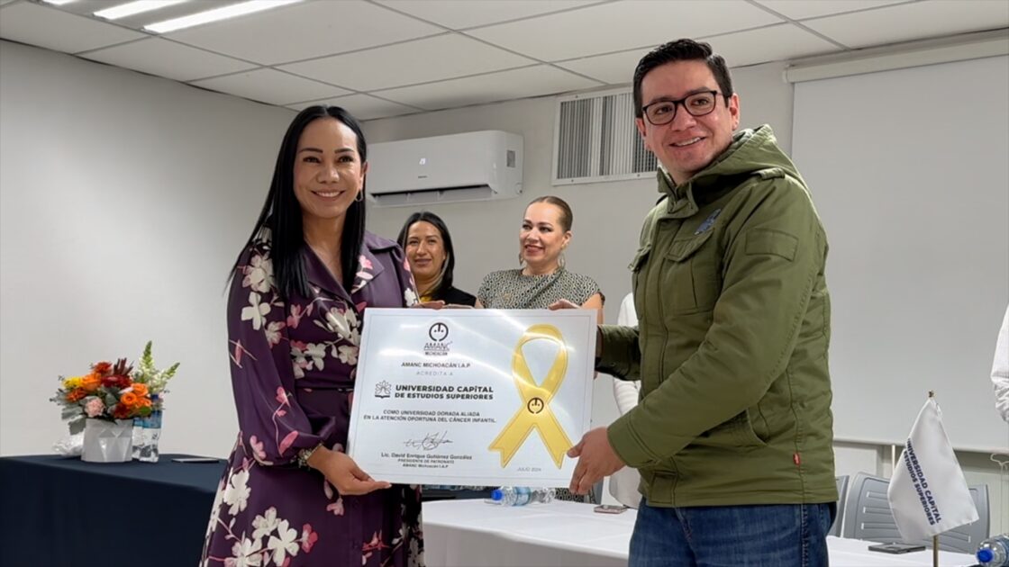 MANC Michoacán otorga reconocimiento a la Universidad Capital por su destacada labor en la lucha contra el cáncer infantil