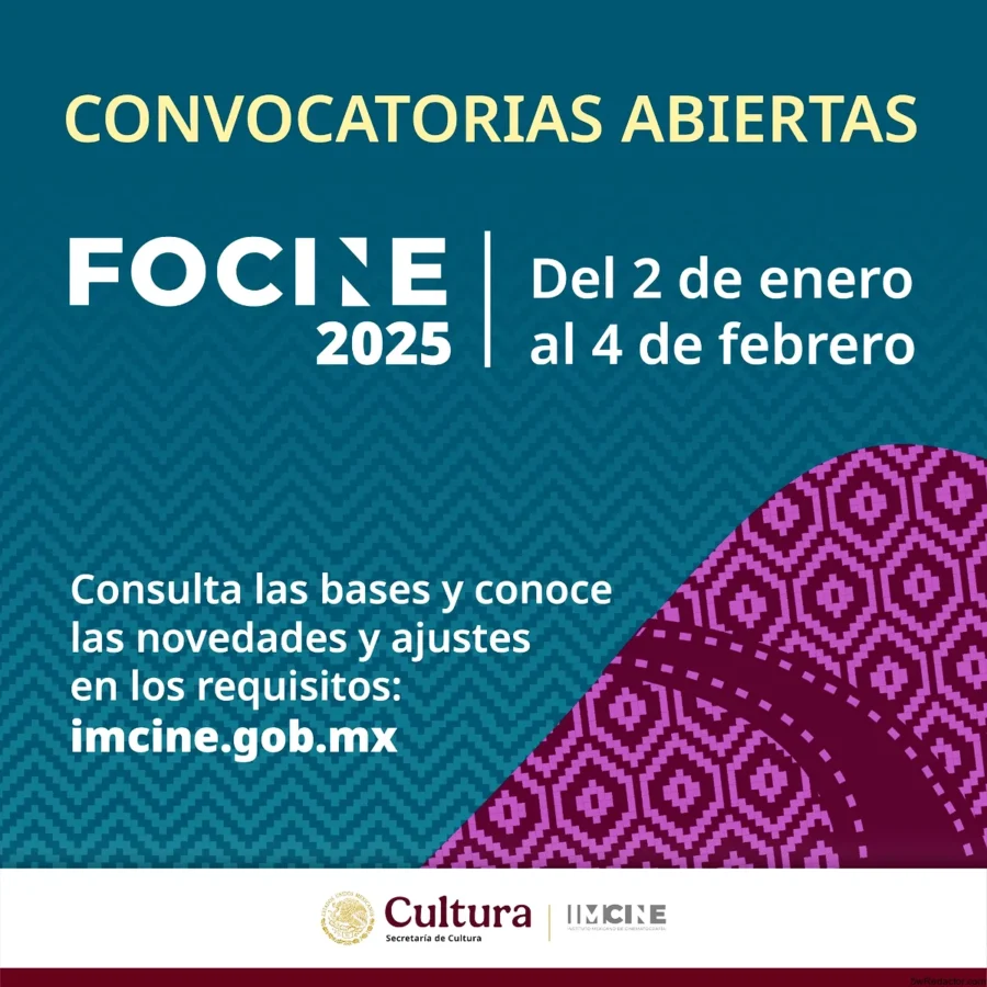 Cartel del Programa Fomento al Cine Mexicano 2025 invitando a participar en las convocatorias.