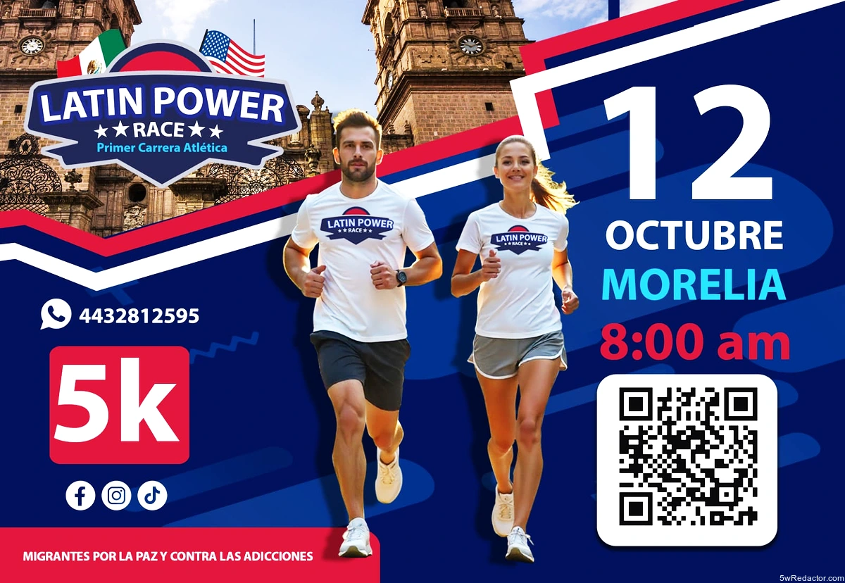 Promueven deporte, salud y unidad social entre comunidad migrante y local Morelia, Michoacán, 11 de septiembre de 2025.- En un esfuerzo por fomentar el deporte, la salud y la inclusión, se anunció la primera edición de la Carrera Atlética “Migrantes por la Paz y Contra las Adicciones”, que se llevará a cabo el próximo domingo 12 de octubre de 2025, a las 8:00 horas, con salida en la Catedral de Morelia. El evento busca convertirse en un espacio de encuentro y solidaridad, además de generar conciencia sobre los desafíos sociales actuales, especialmente en torno a la prevención de adicciones y la construcción de paz. Carrera con causa y espíritu solidario El licenciado Macario Ramos Chávez, representante en Michoacán de la organización Fuerza Migrante (con sede en Nueva York, Estados Unidos), informó que la justa deportiva contempla una ruta de 5 kilómetros en categoría femenil, varonil y en silla de ruedas, con premios para los tres primeros lugares de cada categoría. Las inscripciones ya están abiertas en la página oficial: www.latinrace.com Parte de los recursos obtenidos se destinarán a la asociación civil Ángel de Corazón A.C., que realiza actividades sociales en beneficio de los sectores más vulnerables de la capital michoacana. Símbolo de esperanza y lucha contra las adicciones Ramos Chávez destacó que la carrera representa una metáfora del migrante que avanza con resiliencia hacia un futuro mejor, simbolizando la lucha por una vida libre de adicciones y la construcción activa de la paz social, una de las grandes demandas de la ciudadanía. El evento fomentará la hermandad y el deporte como pilar de la salud física y mental, al convocar a corredores locales, nacionales y de la comunidad migrante, para traspasar fronteras y unir a pueblos e individuos sin distingos de clase ni credo. “Esta carrera nace de la convicción de que juntos podemos correr hacia un futuro mejor. Queremos que cada paso simbolice un paso más lejos de las adicciones y un paso más cerca de nuestros hermanos”, afirmó. Un mensaje de unidad y resiliencia En un contexto de polarización y violencia, este evento se convierte en un faro de esperanza, al demostrar que ciudadanía y gobierno pueden trabajar juntos por un objetivo común: la paz y el bienestar colectivo.