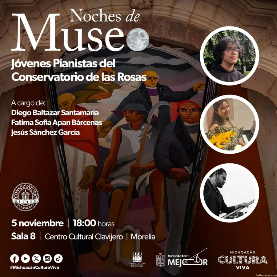 Póster de Noches de Museo con repertorio de Schubert y Mozart.