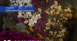 Poster de Charla herbolaria casera Pátzcuaro 2025 con Esther Mendoza