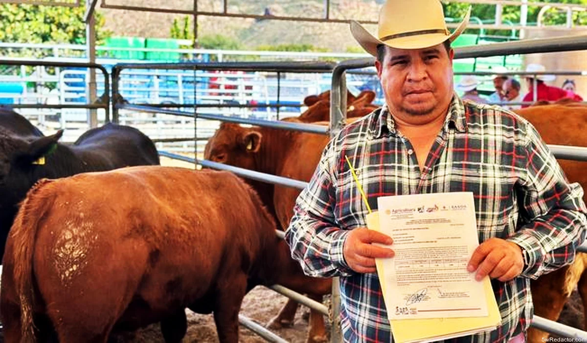 Ganaderos recibiendo apoyo de Agricultura en Durango.